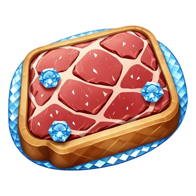 Meat with diamond textur and blue color sticker