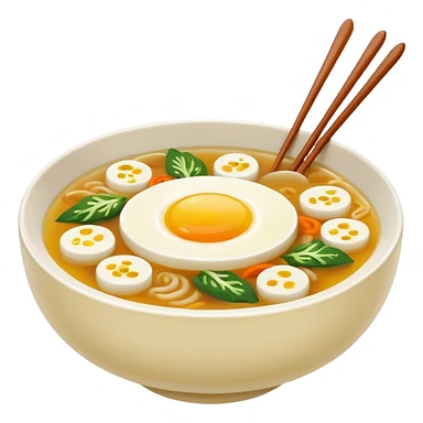 Make an emoji of tteokguk, a traditional Korean food. sticker