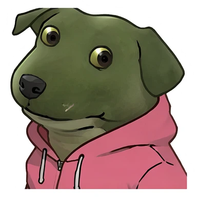 Dog wearing a pink hoodie sticker