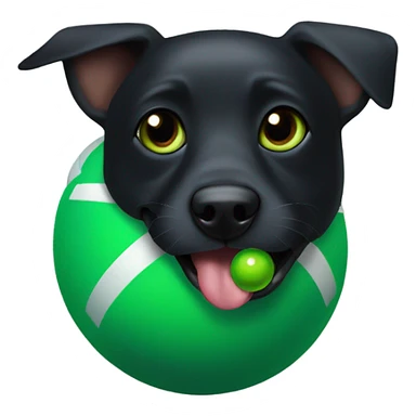 Black dog with green ball in its mouth sticker