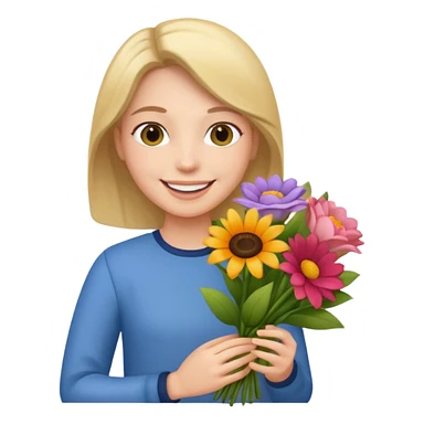 flower-holding person bouqet sticker