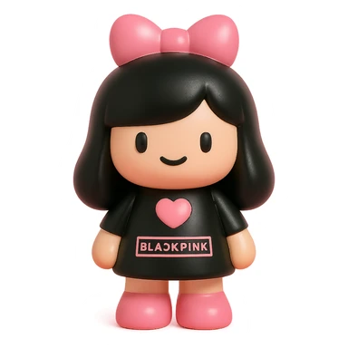 BLACKPINK-inspired object, black and pink colors, collectible and playful vinyl toy appearance sticker