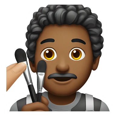 Male makeup artist holding makeup brush sticker