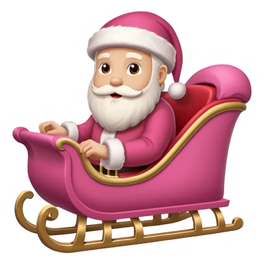 Pink sleigh with a pink santa inside, text on top of it that says "sleigh"  sticker