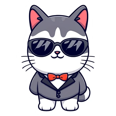 Tuxedo Cat with sunglasses sticker