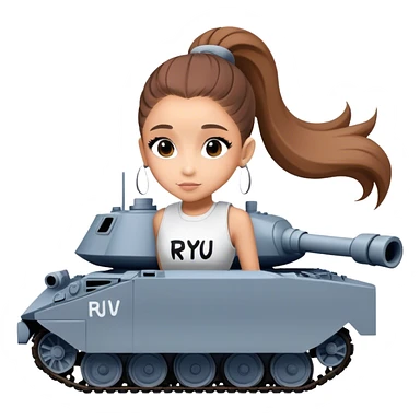 Ariana grande with "ryu" written on toptank sticker