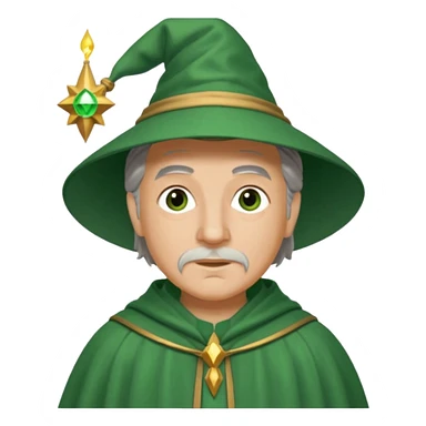 The Wizard from The Wizard of Oz with light skin, brown eyes, grey hair, green outfit sticker