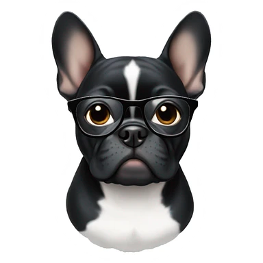 black frenchie with glasses sticker
