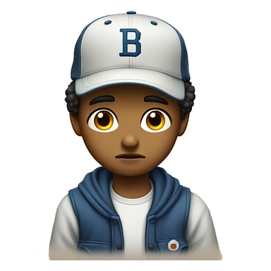 boy in baseball cap make him look really sad sticker