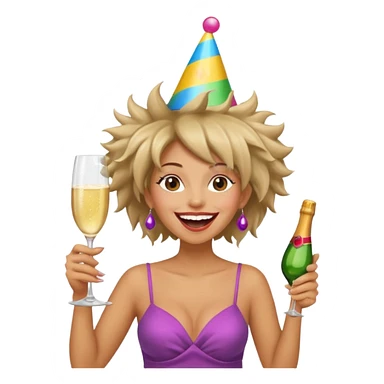 Funny, fast-talking, a little unpredictable. Life of the party vibes. woman with crazy hair
more dinamic emoji  sticker