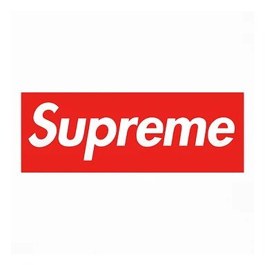 Remove the black border from the Supreme logo, keep only the white text on a red rectangle, no outline, preserve the original style of the logo. sticker