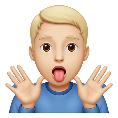 Tongue sticking out with hands to the side sticker