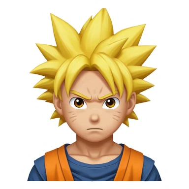 fais goku avec un melange de naruto sticker