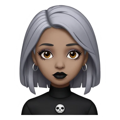 Light cool brown skin grey hair black lips goth girl sticker