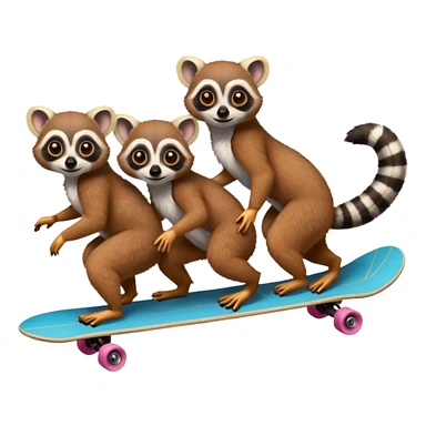 Four lemurs on one long skateboard sticker