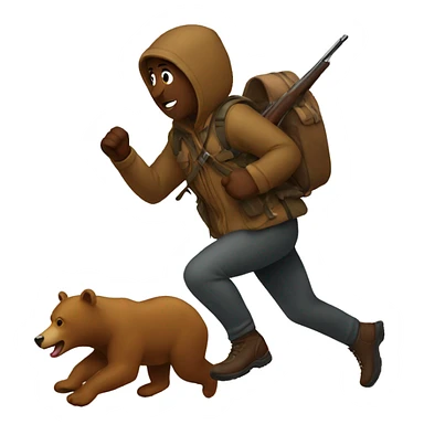 Hunter running from bear sticker
