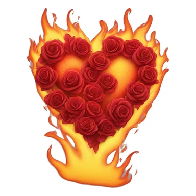 Flaming heart rounded by roses sticker