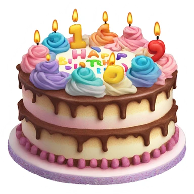 Happy birthday cake colorful sticker