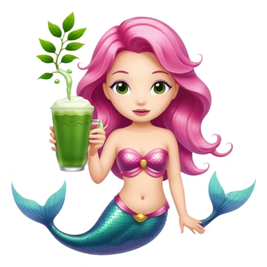 Pink mermaid drinking matcha  sticker