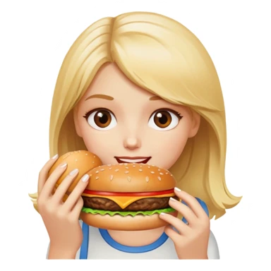 blonde girl with burger sticker