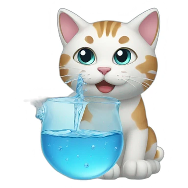 Cat with water sticker