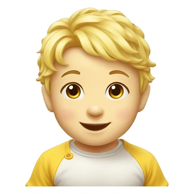 baby head, smiling, yellow skin, 1 cow lick sticker