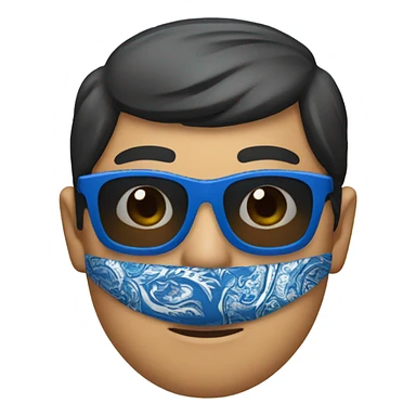Asian man with shades wearing blue paisley bandanna sticker