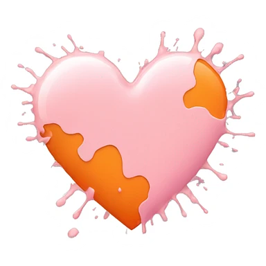 Light Pink heart with orange and white paint splatter  sticker