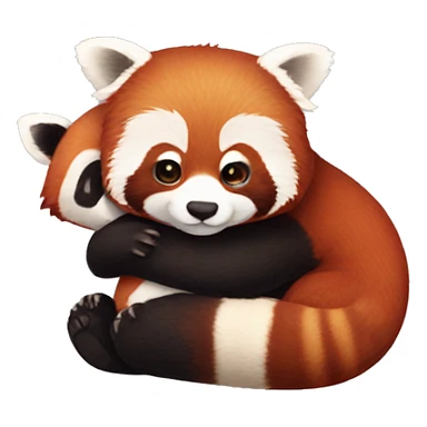 Red panda holding a panda plushie sticker