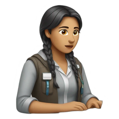 tired native south american female tech worker sticker