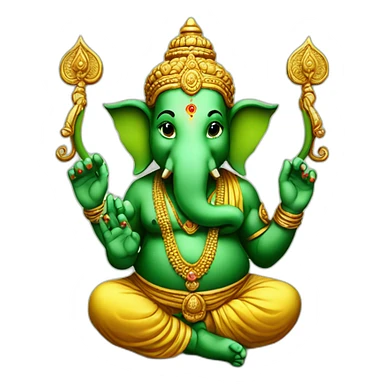 green ganesha hindu god sticker