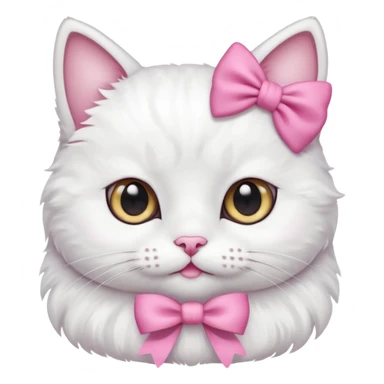 A cute white cat with a pink bow on her head sticker