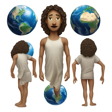 Photorealistic earth with human face arms and legs sticker