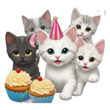 6 kittens at a birthday party sticker