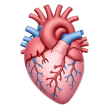 anatomical heart, pastel light pink, iOS emoji style, variation 4 sticker