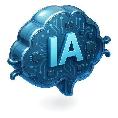 inteligencia artificial, estilo futurista, tonos azules y metálicos, fondo oscuro sticker