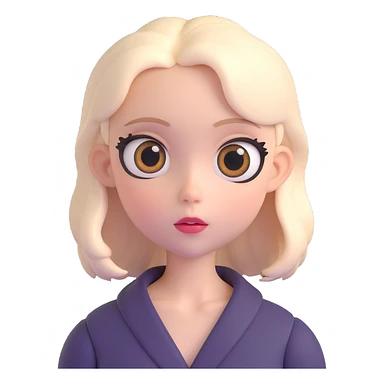 a female with white skin, big eyes, middle-length hair which is right at the shoulder sticker