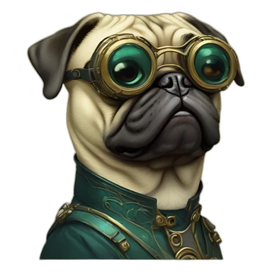 A cyberpunk pug in Art Nouveau style during 1910 sticker