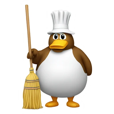 a fat duck with a mop sticker