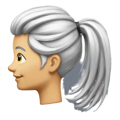 silver hair ponytail sticker