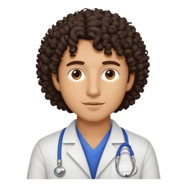 male dark brunette curly hair vet sticker