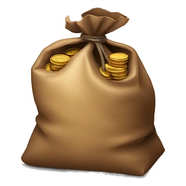 old open dark brown bag full of coins sticker