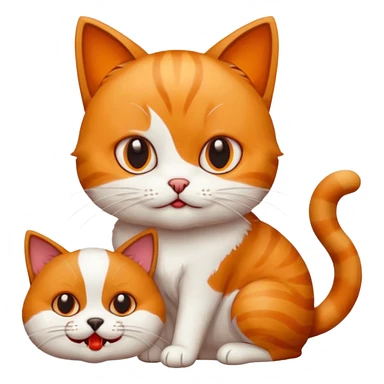 cat eating small dog sticker