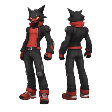 Cool Edgy Black Red Digimon-Fakemon full body sticker