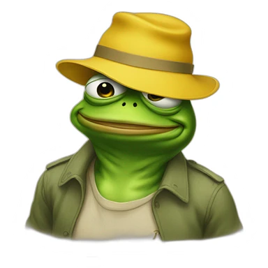 pepe the frog wearing a yellow hat sticker