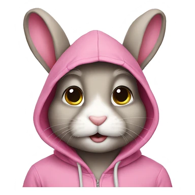 a bunny with a pink hoodie sticker