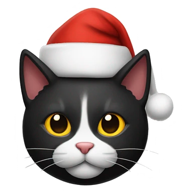 Black cat with Santa hat on sticker