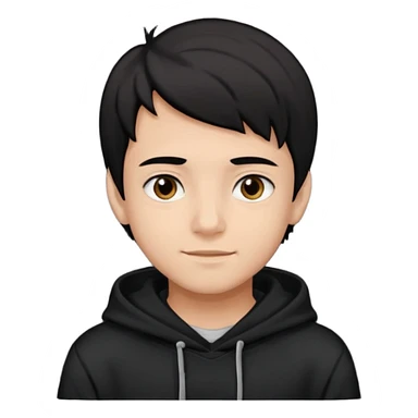 Chłopak ciemno brązowe oczy czarne włosy bluza czarna i taki bardziej żeby wyglądał na 18 latka i trochę usmiechniety sticker