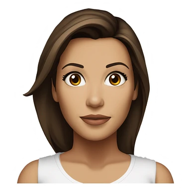 3/4 face, contrasted, shadow, light, Eva Longoria expression, standing from a distance, thin nose, brunette woman, hazel eyes, long eyelashes, dark shoulder shaded hair, white t-shirt, jeans, white sneakers sticker