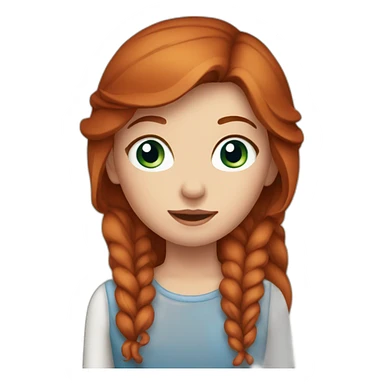 Red haired Girl blue eyes with brown horse sticker